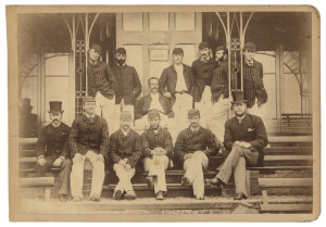 THE AUSTRALIAN TEAM TO ENGLAND, 1882Original sepia-toned cabinet card depicting the second official Australian touring team to England; mounted on original Hills & Saunders (Oxford) card, 11 x 15.5cm.Although the team played a lot of cricket against the C