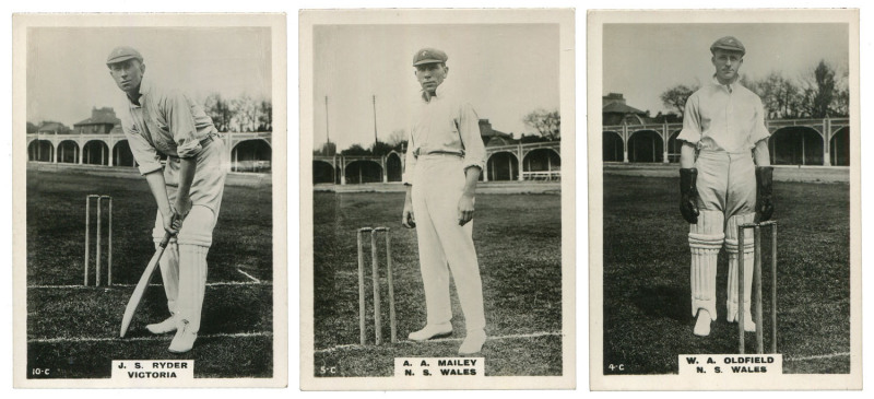 CIGARETTE CARDS: GODFREY PHILLIPS LTD 1924 "Series of Cricketers" being the complete set of [25] large size (82x60mm) brown-backed cards. Cat.£600.