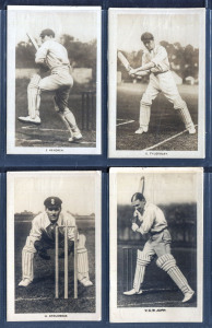 TRADE CARDS: CHUMS 1923 "Cricketers" series, complete set [23], together with "The Boys' Realm" 1922 "Famous Cricketers complete set [15]. VF/EF.