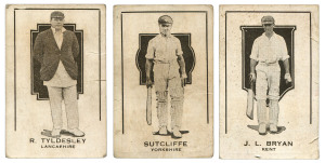 CIGARETTE CARDS: G.G. Goode Ltd (South Australia) 1924 "Prominent Cricketers Series" [8/17] being members of the M.C.C. Touring team of 1924-25. Mixed condition Fair/G. Cat.£800.