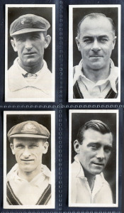 CIGARETTE CARDS: MAJOR DRAPKIN & CO. 1928 "Australian and English Test Cricketers" complete set [40] EF; also, c.1928 Australian "Giant Brand" Licorice "English Cricketers" complete set [24] VG/EF.