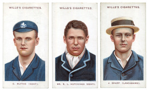 CIGARETTE CARDS: W.D. & H.O. WILLS 1908 "Cricketers" (Small "s") complete set [50], G/VG. Cat.£375. Also, the complete "Cricketers" (Large "S") set of [25]. Cat. £225. (Total: £600).