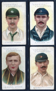 CIGARETTE CARDS: W.D. & H.O. WILLS (Australia) "Prominent Australian & English Cricketers" (51-73, grey captions) complete set [23], Fair/VG. Cat.£414. Also, 6 of the 8 also issued with red captions, G/VG. Cat.£108. (Total: £522).