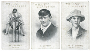 CIGARETTE CARDS: W.D. & H.O. WILLS (Australia) 1911 "Australian & English Cricketers" (with "Capstan" or "Vice Regal" reverses), complete set [59], Poor/VF. Cat.£1003.