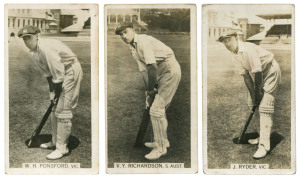 CIGARETTE CARDS: W.D. & H.O. WILLS (New Zealand) 1926 "English Cricketers" complete set [25]; plus 1928 (Australia) "Cricket Season 1928-29) part set [37/48], Fair/EF. Cat.£210.