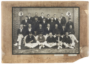 SOUTH AFRICA in AUSTRALIA 1910-11An original large format (40 x 56.5) photograph by Kerry Studios, Sydney, showing the full Australian and South African teams in uniform (6 Australians in their 'baggy greens'); and with the original ink signatures of all 