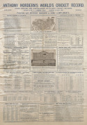 ANTHONY HORDERN'S WORLD'S CRICKET RECORD GIVING ENGLAND AND AUSTRALASIAN UP-TO-DATE CRICKET RECORDS. [Second Edition] Completed to Easter, 1901 Presented with ANTHONY HORDERN & SONS' COMPLIMENTS 80 X 55cm poster printed on silk