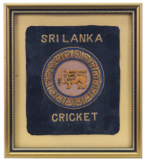 A collection of individually mounted and framed cricket blazer pocket patches including Hong Kong 1963-71, Canada, Malaysia, United States of America Cricket Association, Sri Lanka Cricket, Singapore Cricket Association, Perak Cricket Association, New Zea - 2