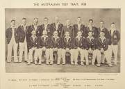 1938 AUSTRALIAN TOUR TO THE UNITED KINGDOM attractively presented display incorporating a fully signed team sheet (with 16 autographs) and the team photo as published by the "News Chronicle" and "The Star". Beautifully hand-annotated in black and gold on - 3