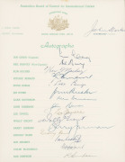 1957-58 AUSTRALIA in SOUTH AFRICA - The Fifth Australian Cricket Team to tour South Africa undefeated, attractive presentation incorporating a fully signed official team sheet together with an official team photograph fully signed in the margins (includin - 2