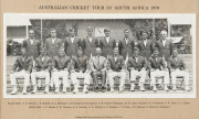 1969-70 AUSTRALIAN TOUR TO SOUTH AFRICA headed display incorporating a fully signed Australian team sheet and an official team photograph (presented by Rothamns), attractively annotated in black and gold on green acid-freen mountboard. The write-up provid - 2