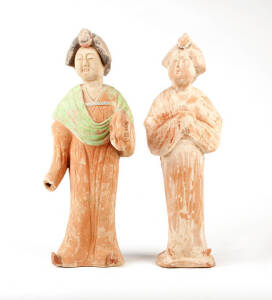 Two Tang style polychrome decorated figures of court ladies