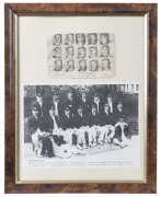 THE AUSTRALIAN TEAM in ENGLAND 1905Original real-photo postcard of the 15 in the Australian Touring Party to England, each photo-vignette signed in ink by the player; including Victor Trumper, Warwick Armstrong, Monty Noble and Frank Laver. Mounted & fram - 2