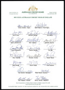 AUSTRALIAN TEAM SHEETS comprising 1993 Tour of England (Alan Border, Capt.) with 21 signatures; 1997 Australian Ashes Touring Party (Mark Taylor, Capt.) with 22 signatures; and 2004 Test Tours of Sri Lanka, Zimbabwe & India (Ricky Ponting, Capt.) with 21