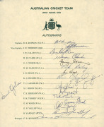 AUSTRALIA in the WEST INDIES 1965-99: A group of five signed Australian team sheets comprising the 1965 Tour (Bob Simpson, Capt.), the 1978 Tour (Bob Simpson, Capt.), the 1984 Tour (Kim Hughes, Capt.), the 1991 Tour (Allan Border, Capt.), and the 1999 Tou - 2