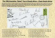 The 1986 "Rebel" Tour of South Africa: A limited edition envelope [#15/23] signed by "Team Australia" including Kim Hughes, Terry Alderman, Rodney Hogg, Steve Smith, Steve Rixon, Graham Yallop, Carl Rackemann, Trevor Hohns and 10 others. Also, the matchin