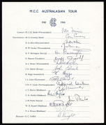 M.C.C. IN AUSTRALIA: 1950/51 Touring party autographs (18, excl. Bailey and Washbrook) on the reverse of a RP postcard of the "Stratheden" which had brought the team to Australia; the Official Team Sheet for the 1958-59 Australasian Tour (May, Capt.) with - 4