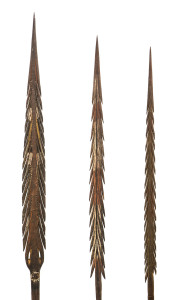 Three fine ceremonial spears, Tiwi Islands, Northern Territory, circa 1900