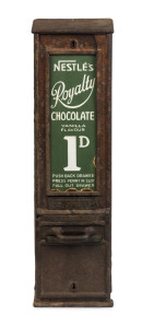 NESTLE Royalty Chocolate bar one penny vending machine, cast iron and enamel on tin, early 20th century