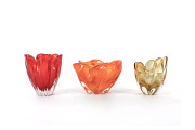 Three Murano coloured glass vases, Italian, mid 20th century