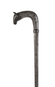 A bidriware walking stick with antelope handle, North India, 19th century - 2