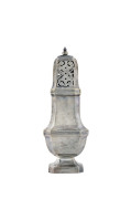 A silver sugar caster, marks illegible, 19th century