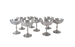 Set of 8 Mexican silver parfait dishes, stamped "925", 20th century