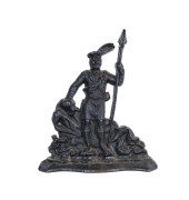 A Bonnie Prince Charles cast iron door stop, English, 19th century