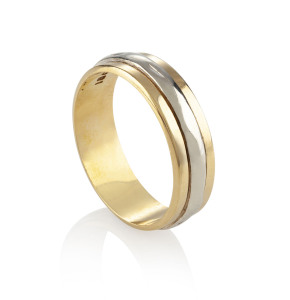 A two tone 18ct gold wedding ring