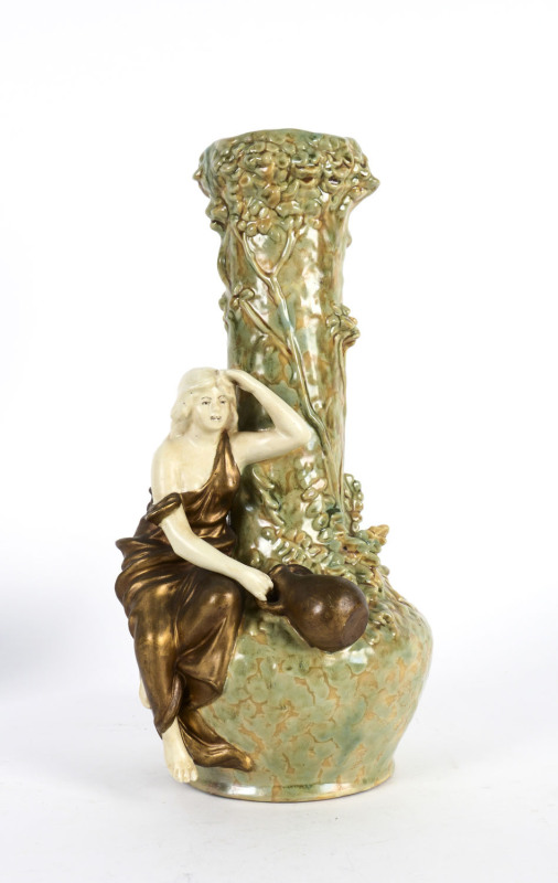 An art nouveau figured porcelain vase in the Amphora style, circa 1900