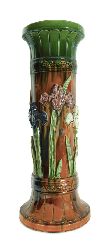 A majolica pedestal with iris decoration, 19th century