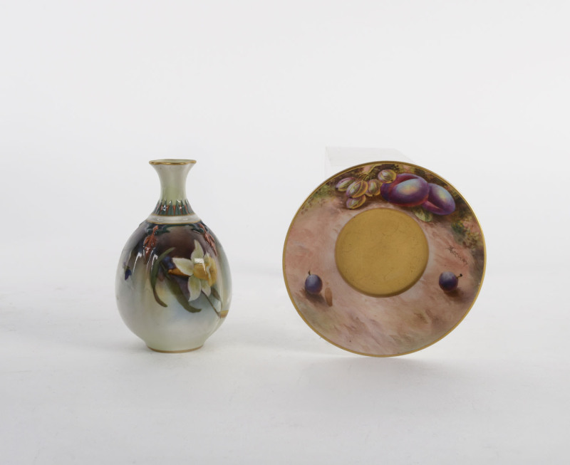 Royal Worcester porcelain vase and saucer, 19th and 20th century