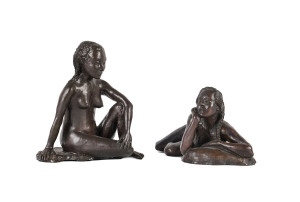 PETER F.S. EVANS, pair of nude bronze sculptures, 20th century