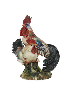 A Crown Naples Capodimonte porcelain figure group of a rooster and hen, Italian, mid 20th century