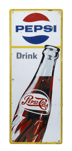 PEPSI COLA advertising tin shop sign, mid 20th century