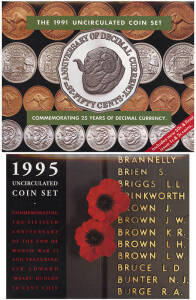 Australia; 1991 & 1995 Unc. sets, 1966 50c (13), range of pre-decimal coins ½d to 2/- and 1992 $5.00 First/Last standard folder (faults): Group of world coins and medallions. Mixed grades, 100+.