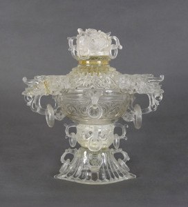 A Chinese crystal and glass censer, early 20th century