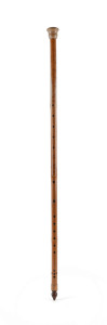 A flute walking stick, bamboo and hardwood, Japanese, Meiji Period