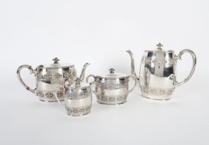 A four piece silver plated tea service, English, 19th century