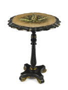 A Regency papier mache wine table with hand painted floral top, English, circa 1820