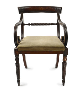A fine regency mahogany carver chair, English, circa 1820