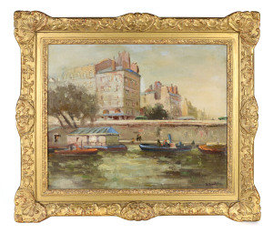 FRENCH SCHOOL (20th century) Parisian river scene, oil on canvas board signed lower right "A. Aunal"