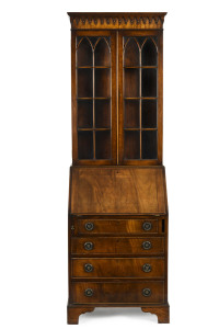 An English reproduction ladies bureau bookcase, mahogany, 20th century