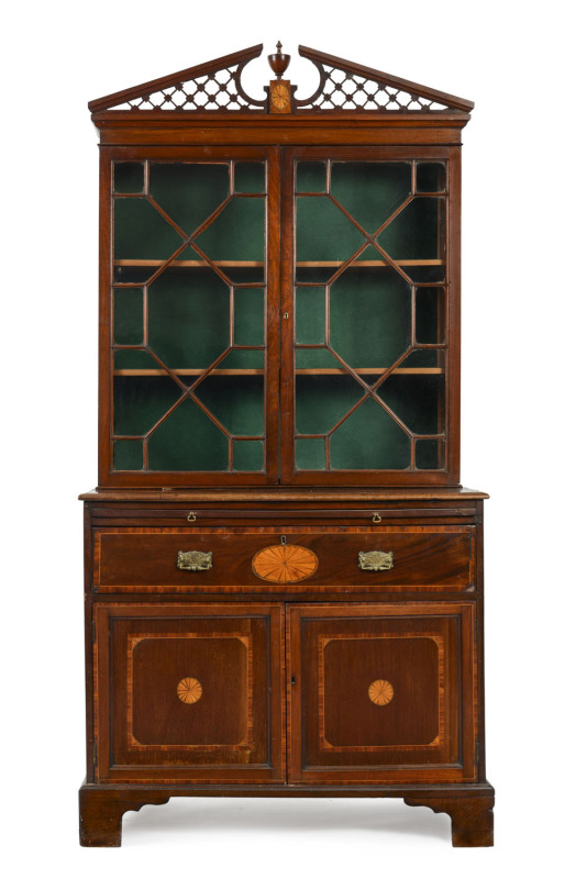 A Chippendale bookcase, mahogany with kingwood and satinwood crossbanding, circa 1790