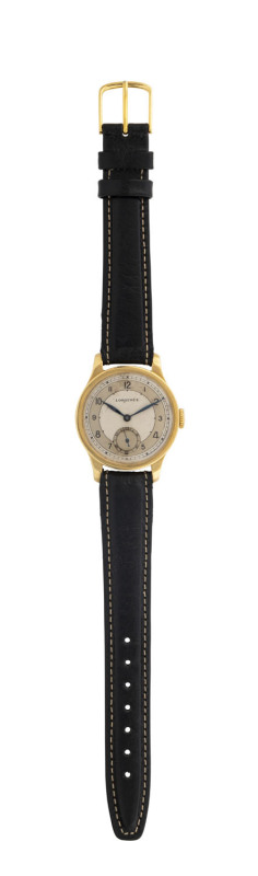 LONGINES Gent's watch, 18ct gold case with two-tone dial and subsidiary seconds, manual, circa 1937