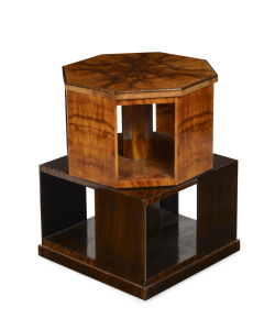 An Art Deco revolving bookstand, walnut veneer, circa 1935