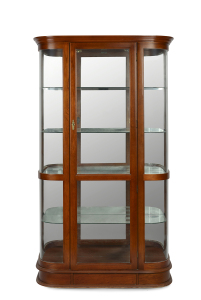 A reproduction display cabinet, mirror backed and electrified, late 20th century