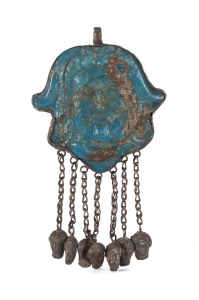 A Roman glass Medusa pendant in silver mount, 1st or 2nd century A.D.