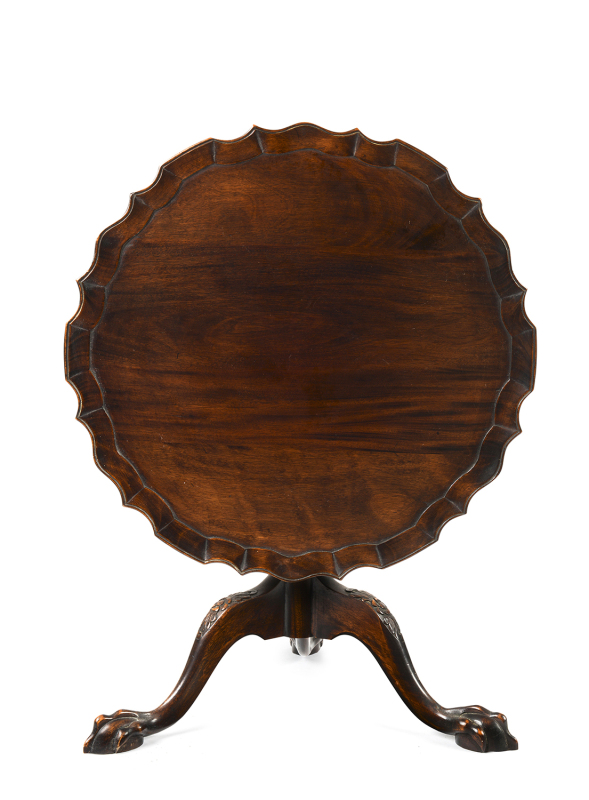 A Georgian style pie crust tilt-top wine table, 20th century