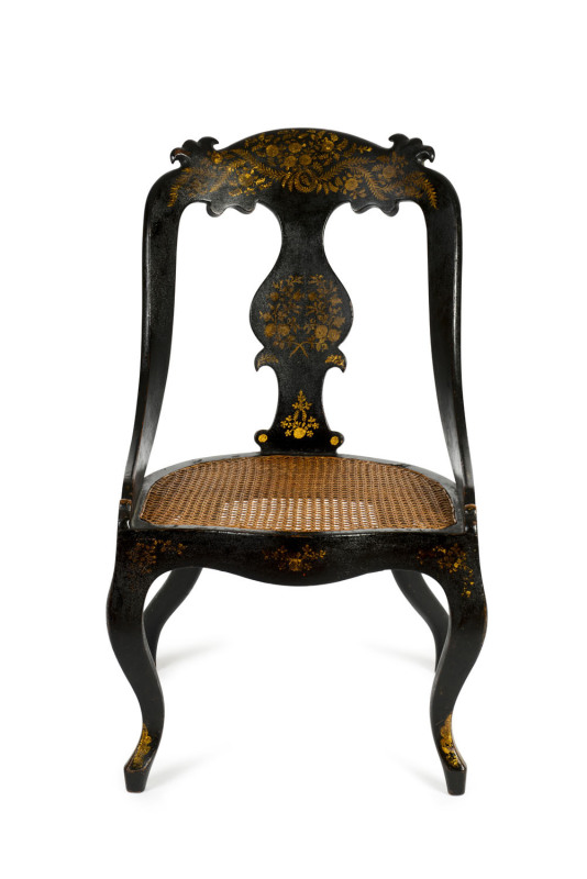 A Regency salon chair, ebonised finish with gilt decoration circa 1825